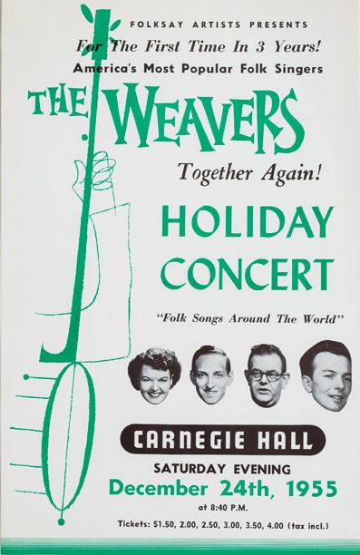 Weavers at Carnegie Hall Original Poster with Ticket Prices