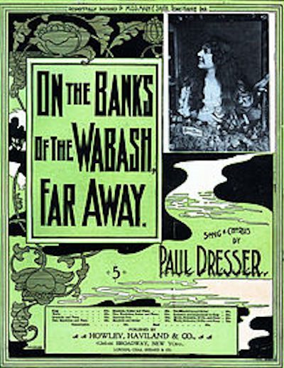 On the Banks of the Wabash Far Away sheet music cover with Bessie Davis2C Paul Dresser 1897