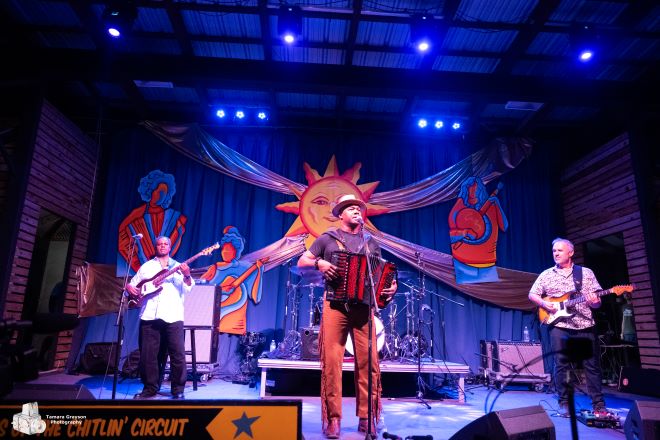 musicians on a large stage